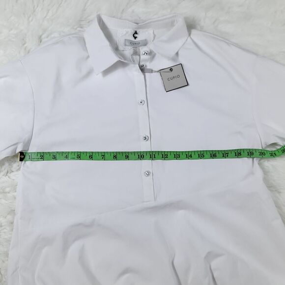 NEW Cupio Asymmetric Point Collar Tunic Mini Dress Size M Bright White Hi Low - Picture 10 of 11